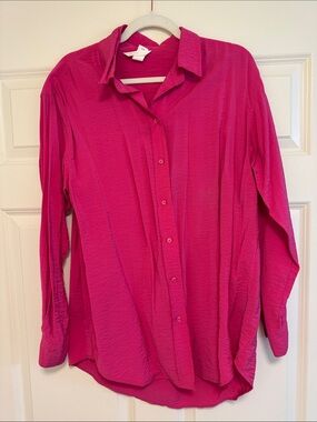 H&M Fuchsia Button-Down Long Sleeve Shirt